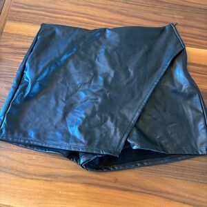 Altar'd State Black Faux Leather Skort